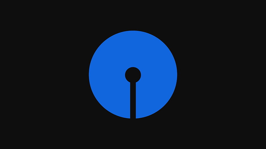 Minimalist Blue Circle with Keyhole Cutout on Black Background HD wallpaper