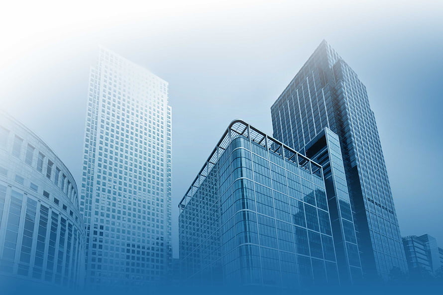 Modern Corporate Glass Skyscrapers Against a Bright Blue Sky HD wallpaper