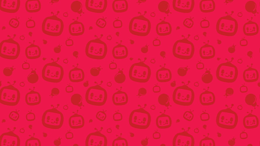 Cocomelon Red Patterned Background with Cute Cartoon TV Faces and Antennas HD wallpaper