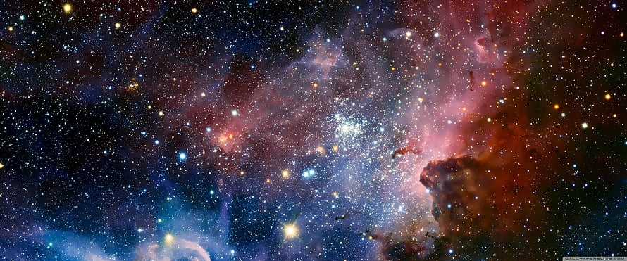 Vibrant Deep Space Nebula with Dense Star Fields and Cosmic Dust Clouds HD wallpaper
