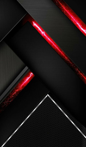 Sleek Black and Red Geometric Gaming Wallpaper with Neon Accents HD phone wallpaper