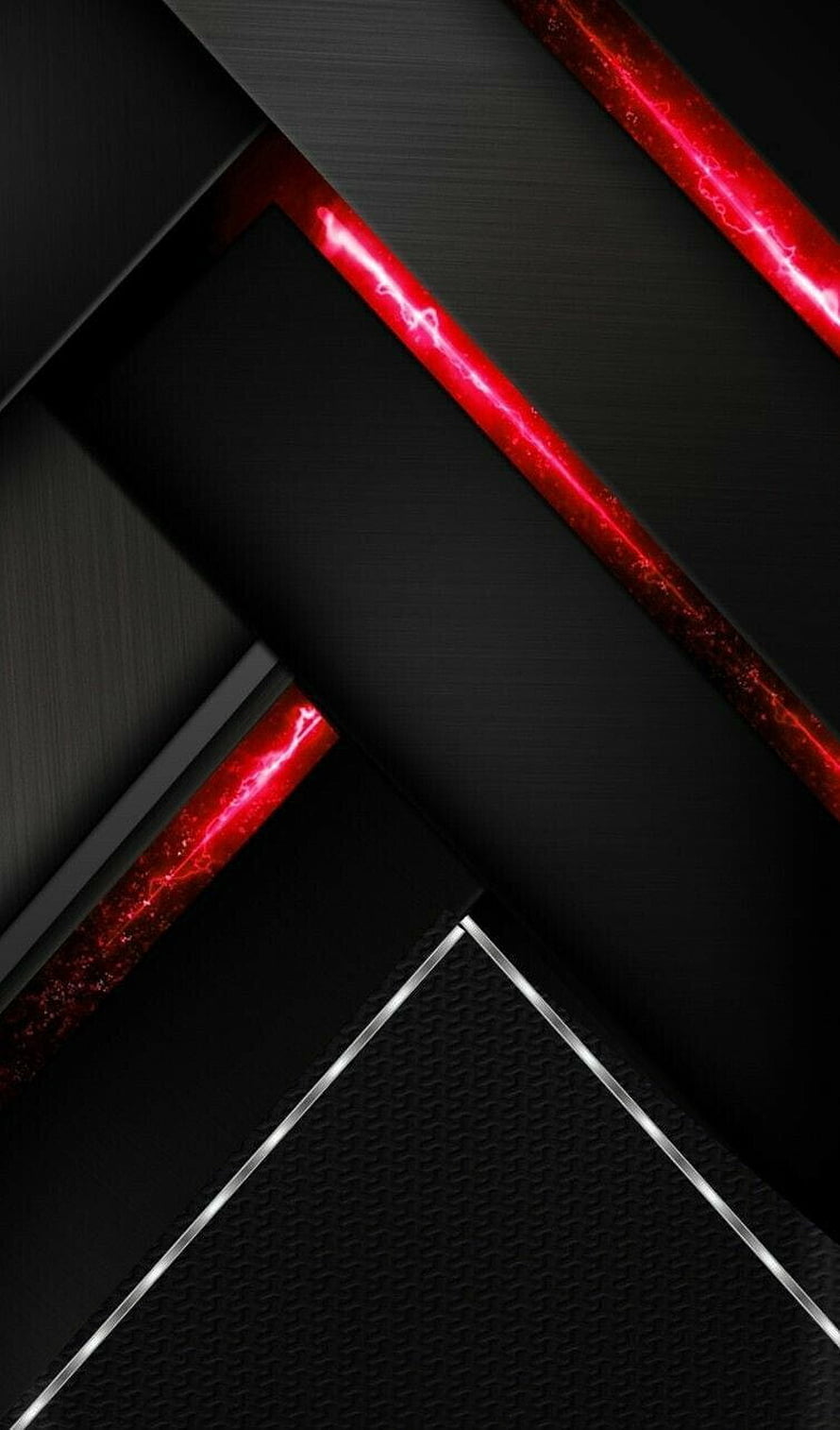 Sleek Black and Red Geometric Gaming Wallpaper with Neon Accents HD phone wallpaper
