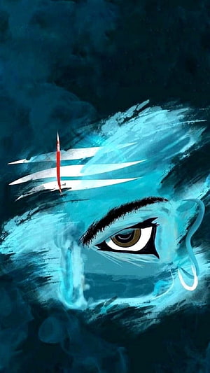 Shiva Mahadev Mystical Eye Portrait With Trishul And Crescent Moon HD phone wallpaper