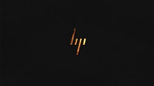 Minimalist HP Logo in Copper Finish on Black Leather Texture HD wallpaper