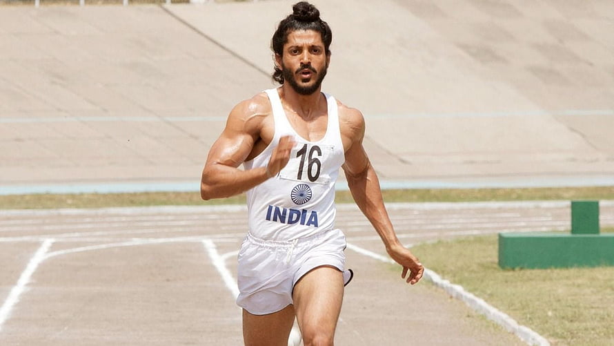 Milkha Singh Sprinting on Track in White India Athletics Uniform HD wallpaper