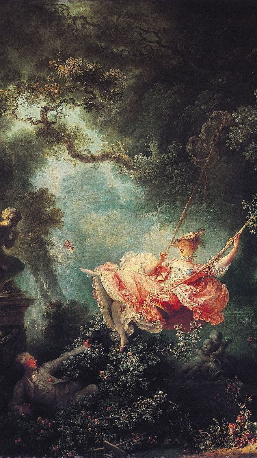 Romanticism Art: Woman in Pink Dress on a Garden Swing with Lovers, Renaissance art , Romanticism Art HD phone wallpaper