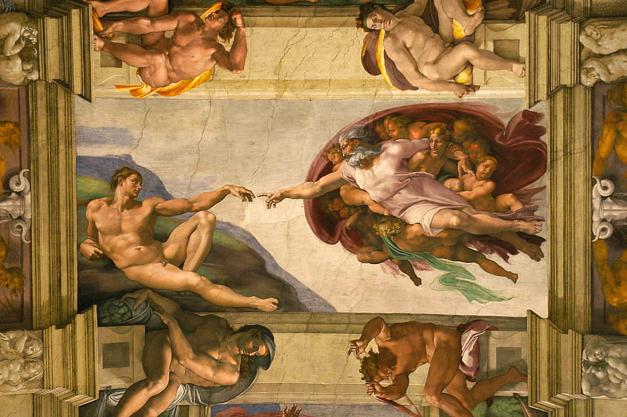 Michelangelo's The Creation of Adam Fresco on the Sistine Chapel Ceiling HD wallpaper