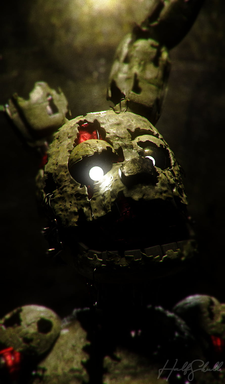 Springtrap from Five Nights at Freddy's in Dark Horror Setting HD phone wallpaper
