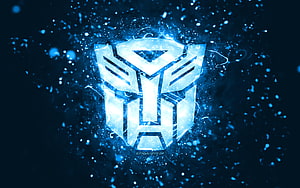 Glowing Blue Autobot Symbol With Electric Sparks And Particles HD wallpaper