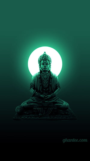 Meditating Hanuman Statue with Glowing Green Moon Background, veer hanuman 2021 – Ghantee, Hanuman Meditation HD phone wallpaper