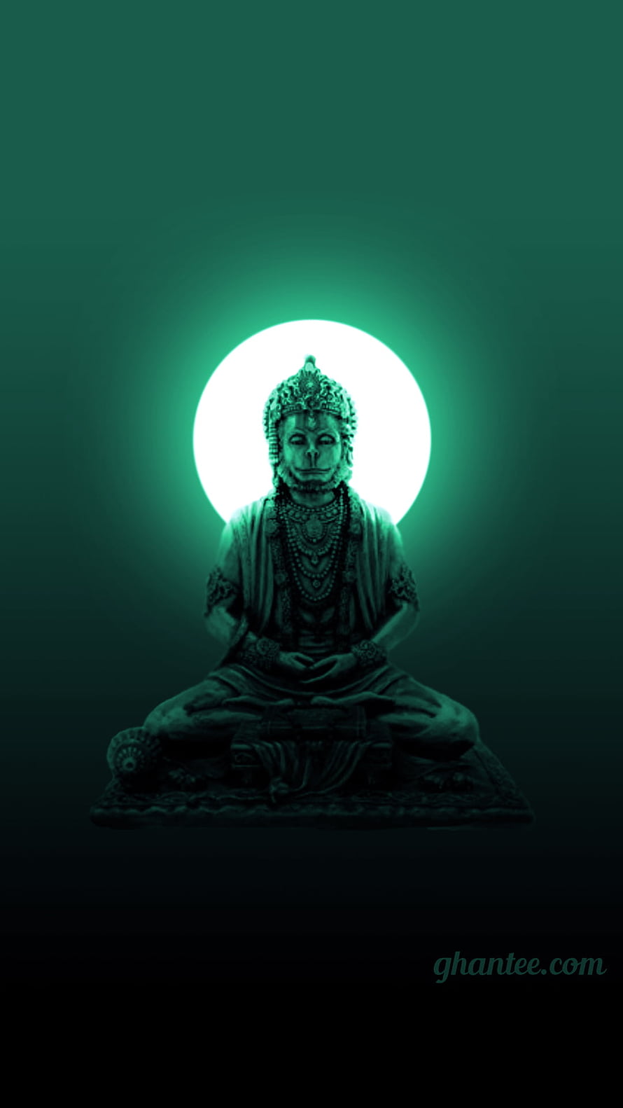 Meditating Hanuman Statue with Glowing Green Moon Background, veer hanuman 2021 – Ghantee, Hanuman Meditation HD phone wallpaper