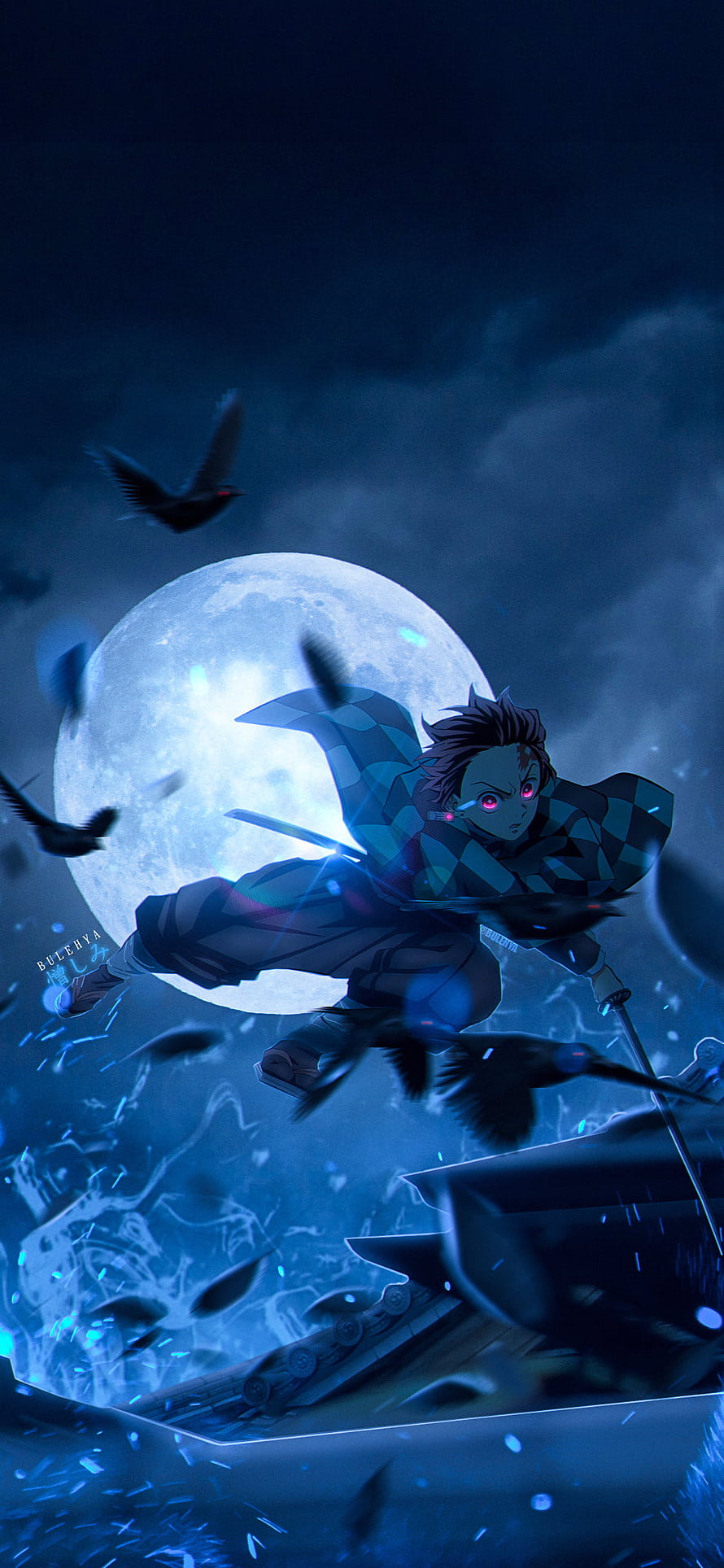 Tanjiro Kamado Demon Slayer Anime Wallpaper Moonlight Action HD phone wallpaper