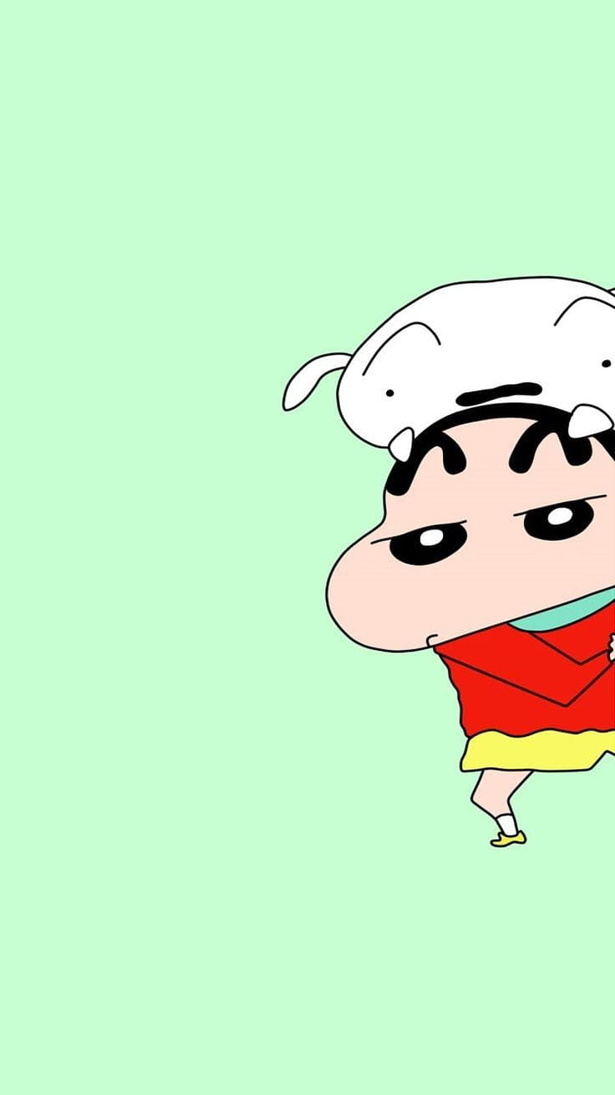 Crayon Shin-chan and Shiro Peeking From the Side on a Mint Green Background HD phone wallpaper