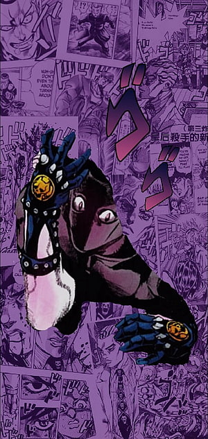 Killer Queen Stand from JoJo's Bizarre Adventure Part 4 in Purple Manga Collage HD phone wallpaper