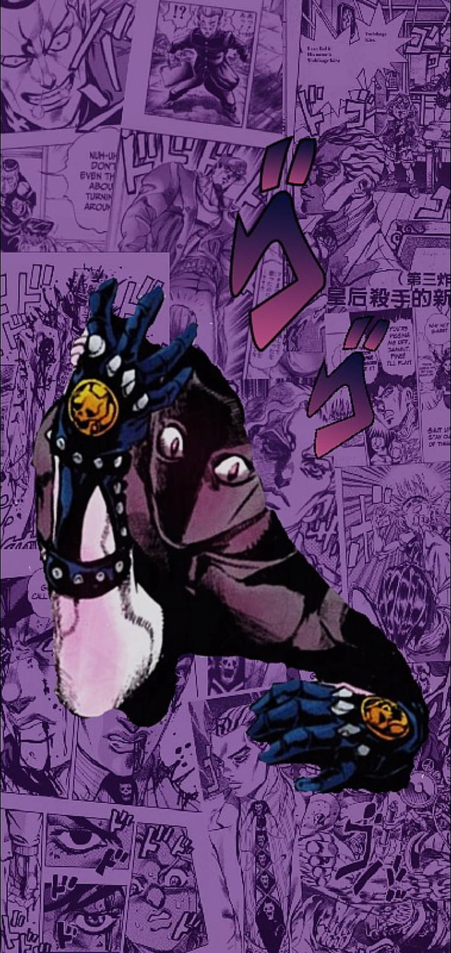 Killer Queen Stand from JoJo's Bizarre Adventure Part 4 in Purple Manga Collage HD phone wallpaper