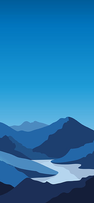Minimalist Blue Mountain Landscape Vector Art HD phone wallpaper