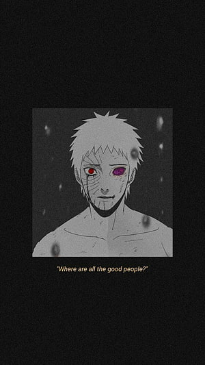 Obito Uchiha Anime Portrait with Heterochromia and Dark Aesthetic HD phone wallpaper
