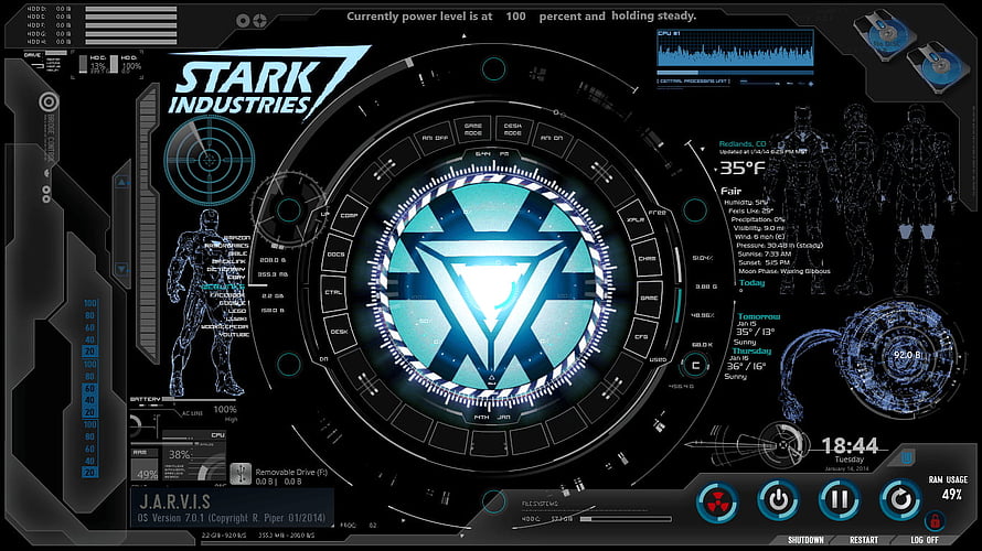 Stark Industries J.A.R.V.I.S. Futuristic Holographic Interface Dashboard HD wallpaper