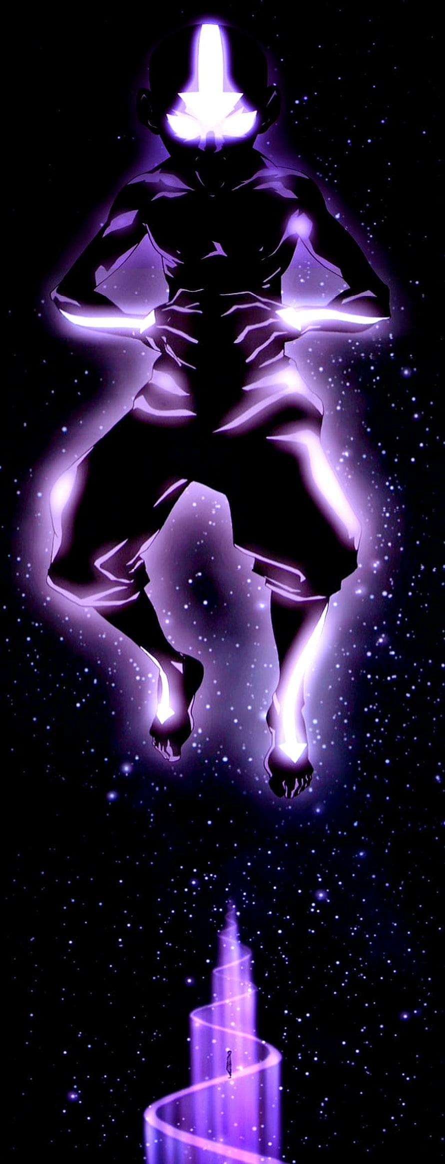 Avatar Aang and Korra in Avatar State with Purple Energy Aura in Cosmic Void HD phone wallpaper