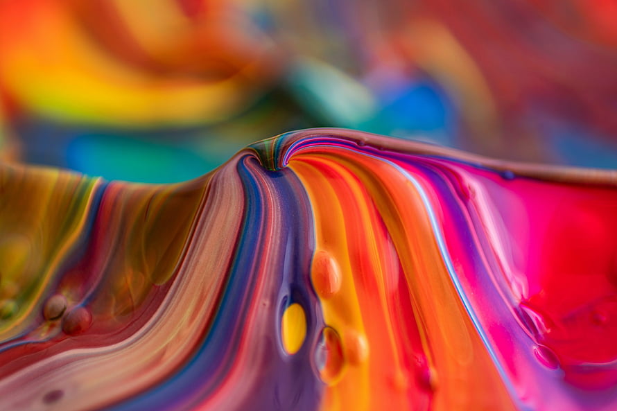 Vibrant Abstract Liquid Art with Swirling Colors and Glossy Texture HD wallpaper