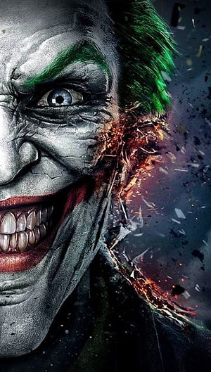 Joker Close-Up Portrait With Cracked Skin And Green Hair HD phone wallpaper