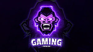 Aggressive Purple Gorilla Gaming Logo Wallpaper HD wallpaper