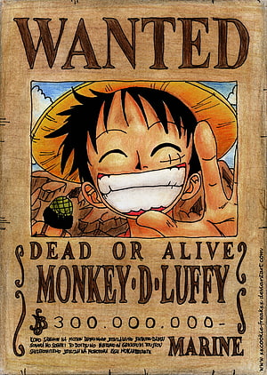 Monkey D. Luffy Wanted Poster from One Piece with 300 Million Berry Bounty HD phone wallpaper