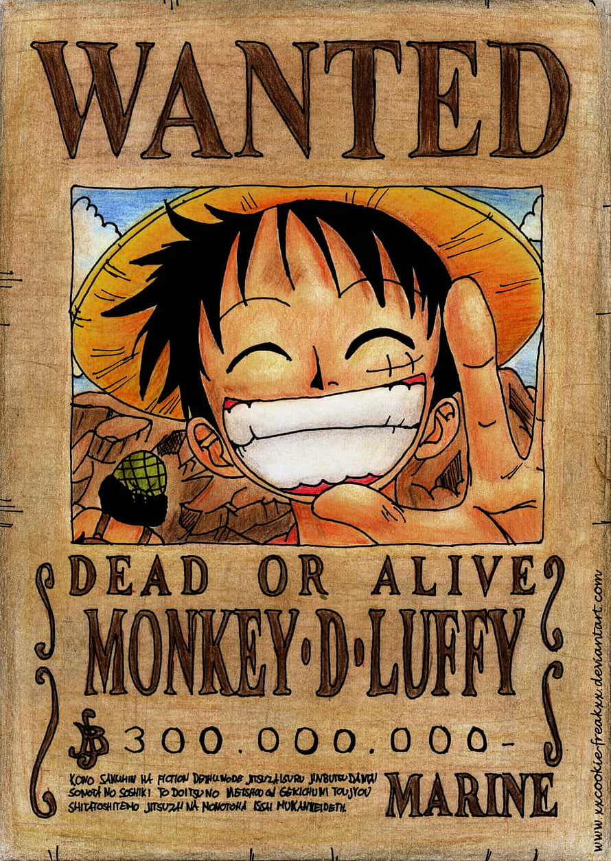 Monkey D. Luffy Wanted Poster from One Piece with 300 Million Berry Bounty HD phone wallpaper