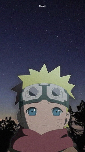 Naruto Uzumaki Anime Portrait Under Starry Night Sky With Goggles HD phone wallpaper