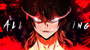 Demon Magic Emperor Anime Character with Glowing Red Eyes and Dark Aura HD wallpaper