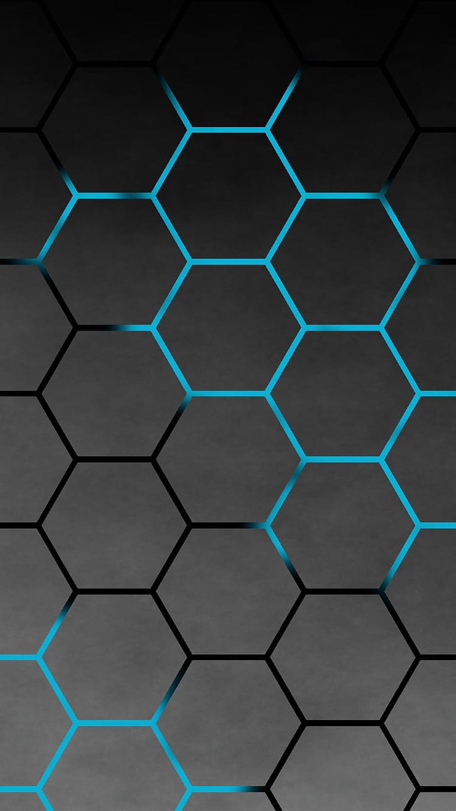 Abstract Blue Hexagon Grid Pattern on Dark Gray Background HD phone wallpaper