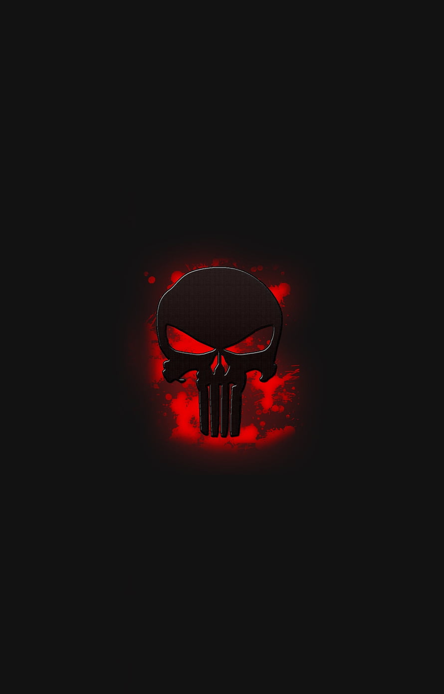 The Punisher Skull Logo with Red Blood Splatter Background HD phone wallpaper