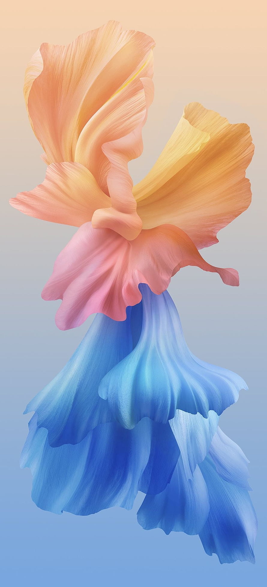 Abstract Gradient Flower Art with Peach, Pink, and Blue Petals HD phone wallpaper