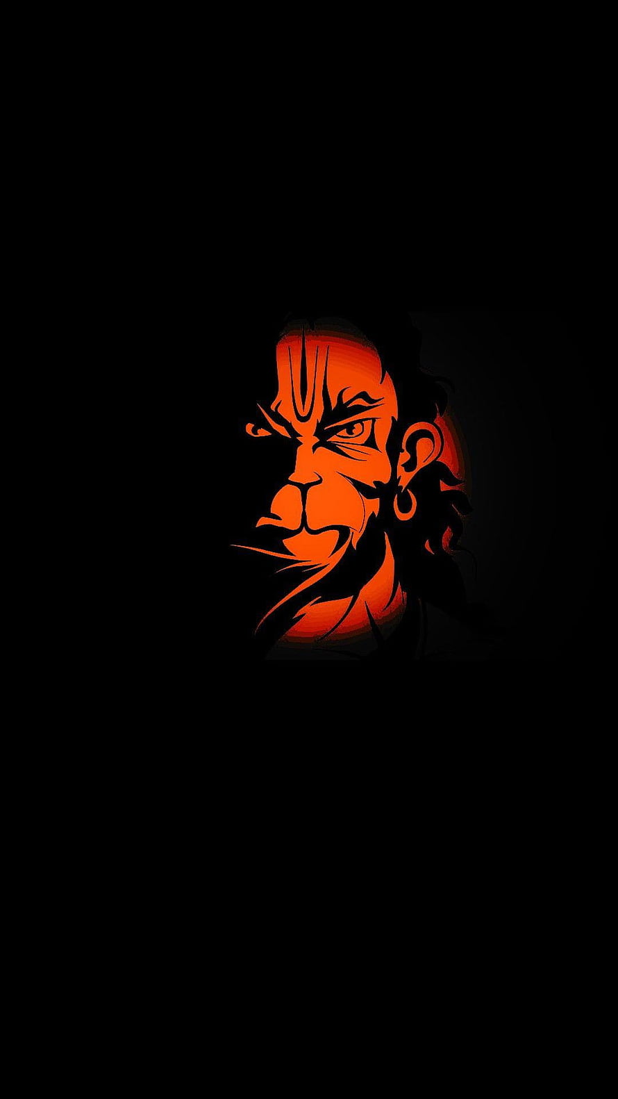 Stylized Orange Vector Illustration of Hanuman Face on Black Background, Hanuman, vaya putra HD phone wallpaper