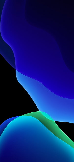 Abstract Blue and Green Fluid Shapes on Black Background Minimalist Wallpaper HD phone wallpaper