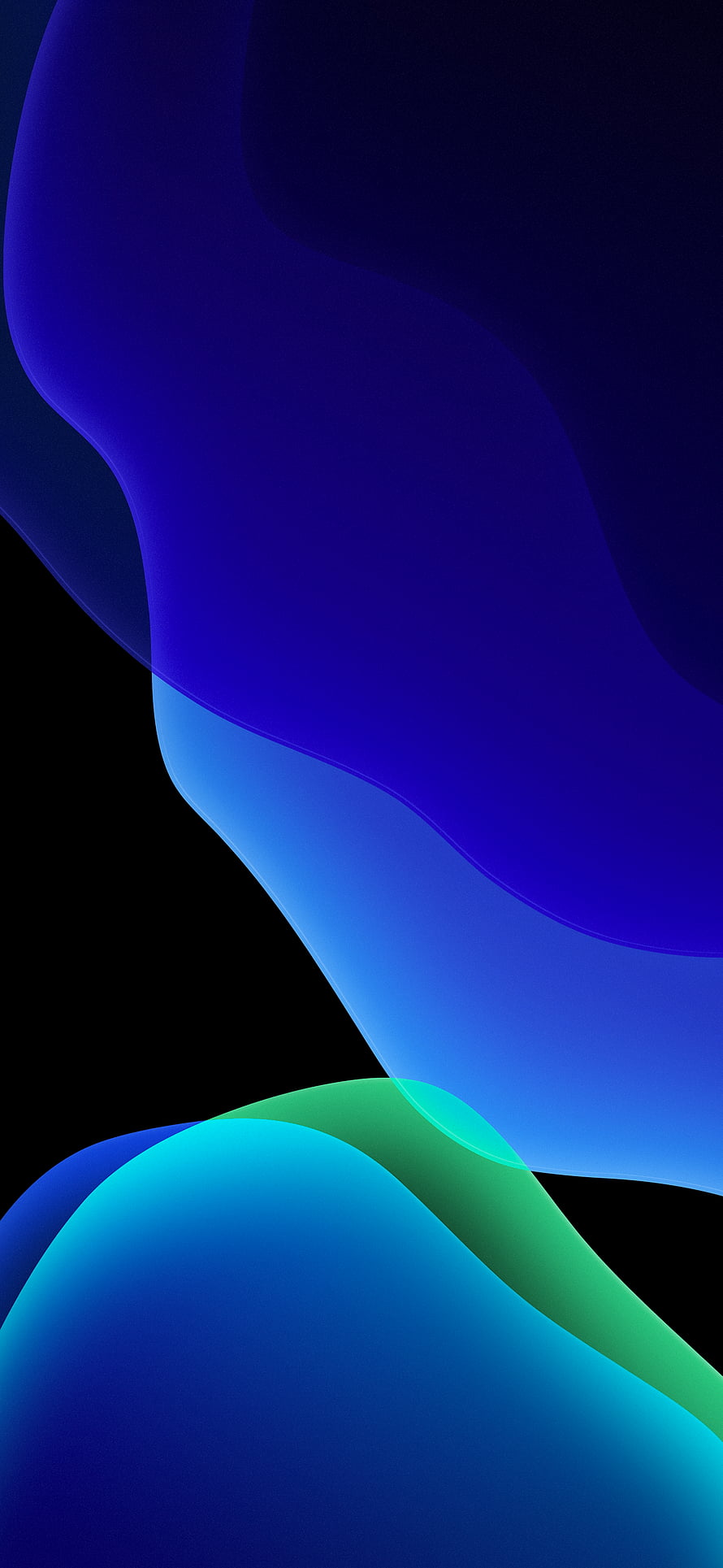 Abstract Blue and Green Fluid Shapes on Black Background Minimalist Wallpaper HD phone wallpaper