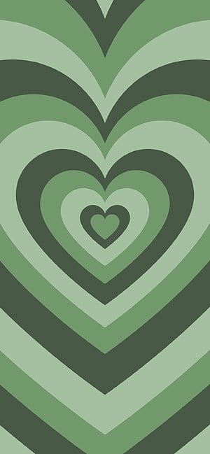 Sage Green Concentric Heart Pattern Minimalist Geometric Wallpaper HD phone wallpaper