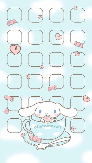 Cute Cinnamoroll Sanrio Character in Teacup with Pastel Hearts and Bows HD phone wallpaper