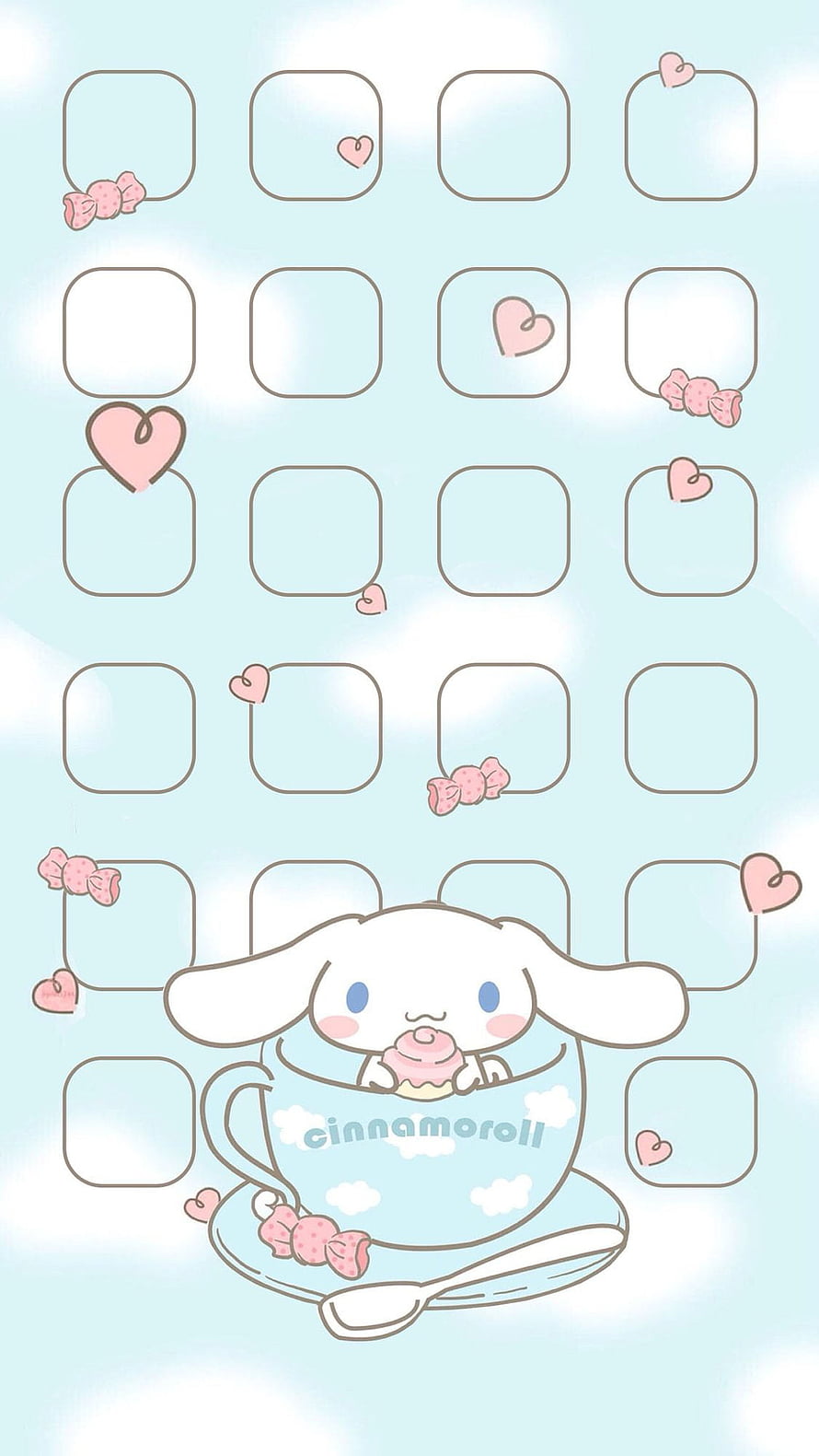 Cute Cinnamoroll Sanrio Character in Teacup with Pastel Hearts and Bows HD phone wallpaper