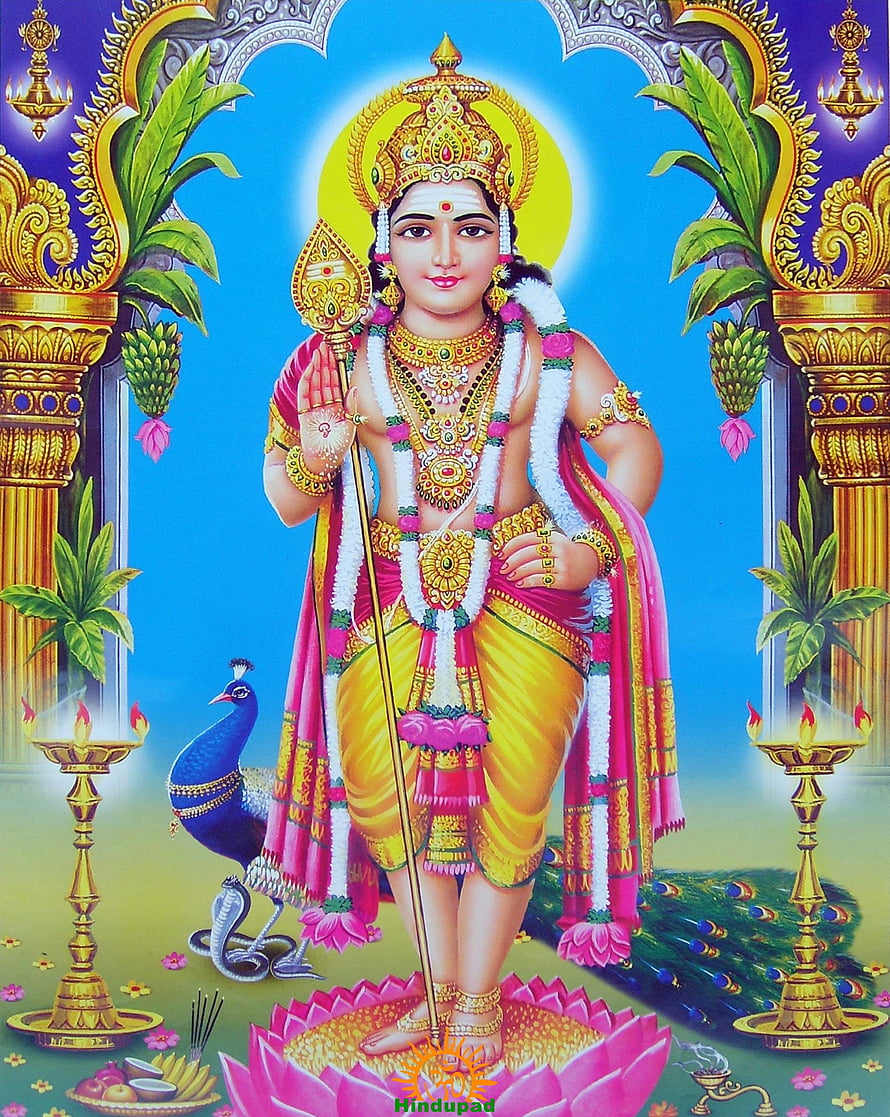 Lord Kartikeya Hindu Deity Wallpaper with Peacock and Divine Attributes HD phone wallpaper