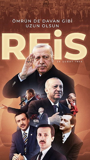 Recep Tayyip Erdoğan Tribute Poster with Career Timeline and Turkish Text HD phone wallpaper