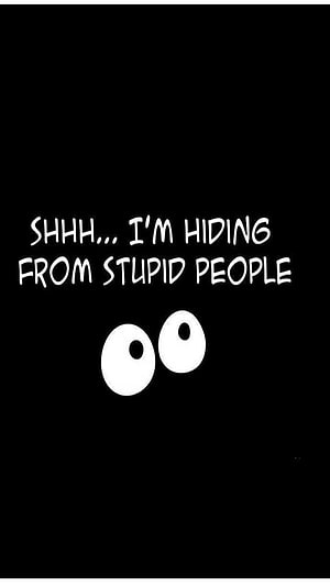 Minimalist Black Background with White Cartoon Eyes and Sarcastic Hiding Quote HD phone wallpaper