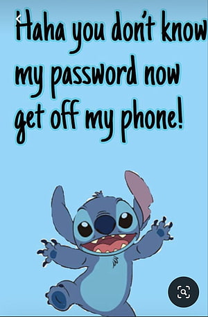 Stitch Laughing With Funny Phone Password Quote On Light Blue Background HD phone wallpaper
