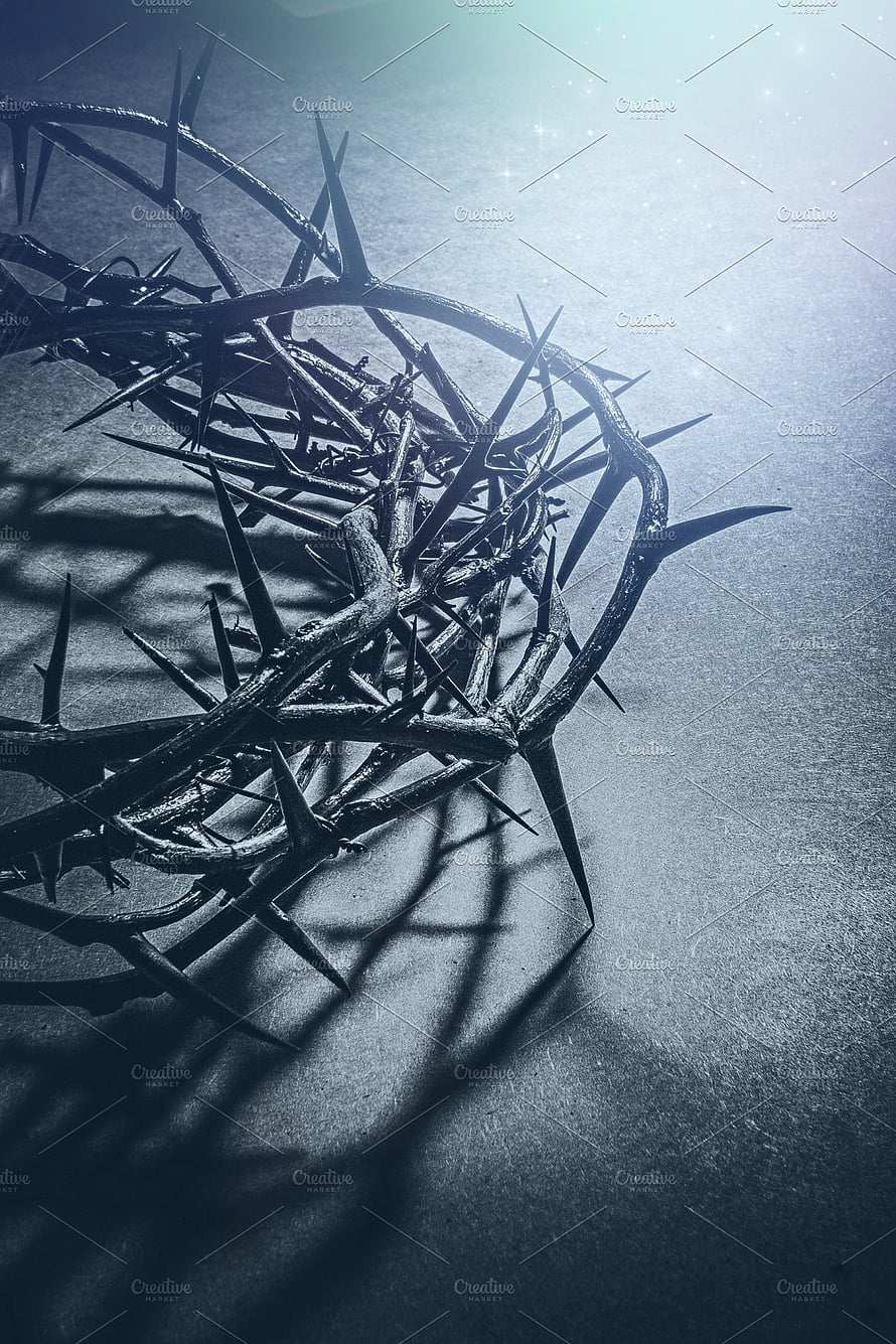 Crown of Thorns on Dark Stone Surface with Dramatic Lighting and Shadows HD phone wallpaper