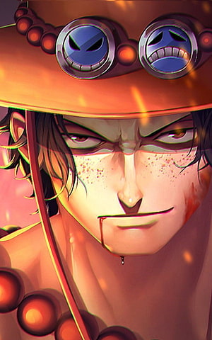 Portgas D. Ace Close-Up Portrait with Goggles and Straw Hat HD phone wallpaper