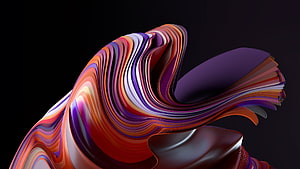 Abstract 3D Render of Flowing Multicolored Ribbons in Purple, Orange, and Red on Black Background HD wallpaper