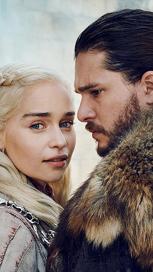 Daenerys Targaryen and Jon Snow in a Close-Up Portrait from Game of Thrones HD phone wallpaper