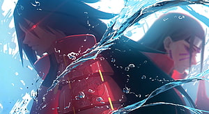 Madara and Hashirama in Dynamic Water Splash Anime Illustration HD wallpaper