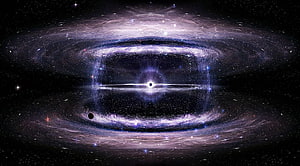 Stellar Black Hole with Glowing Accretion Disk and Cosmic Starfield HD wallpaper