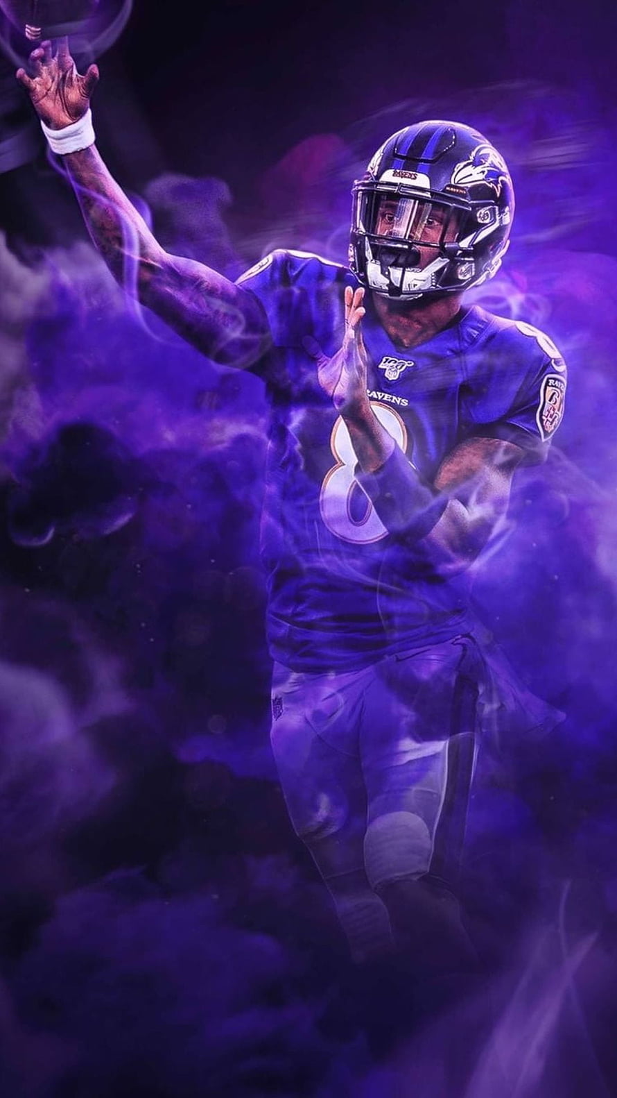 Lamar Jackson Baltimore Ravens Quarterback in Purple Smoke HD phone wallpaper